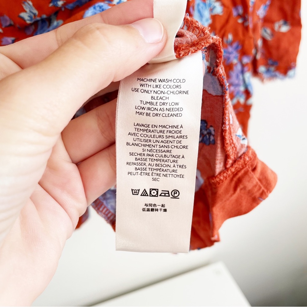 Free People Lorretta pop Print Tunic blouse long sleeve floral ruffle oversized - Picture 10 of 15